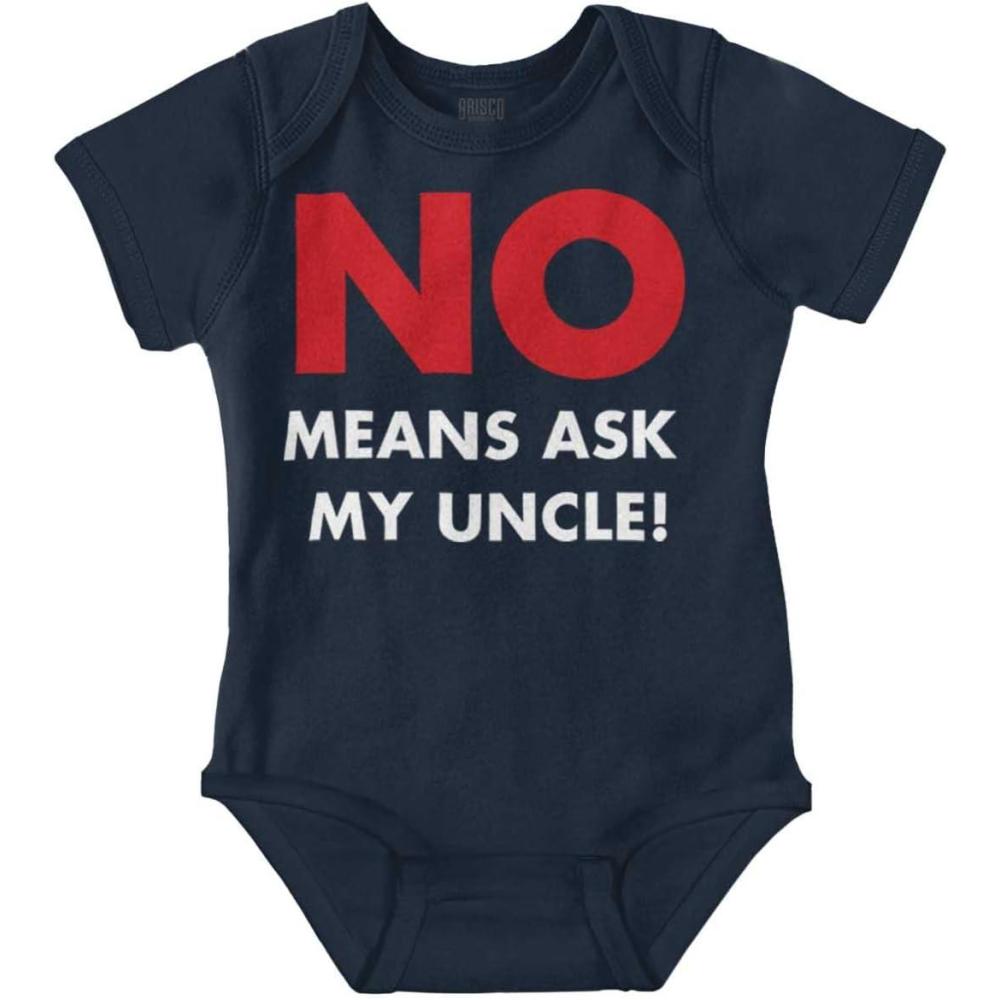 imageBrisco Brands No Means Ask My Uncle Baby Romper Boys or GirlsNavy