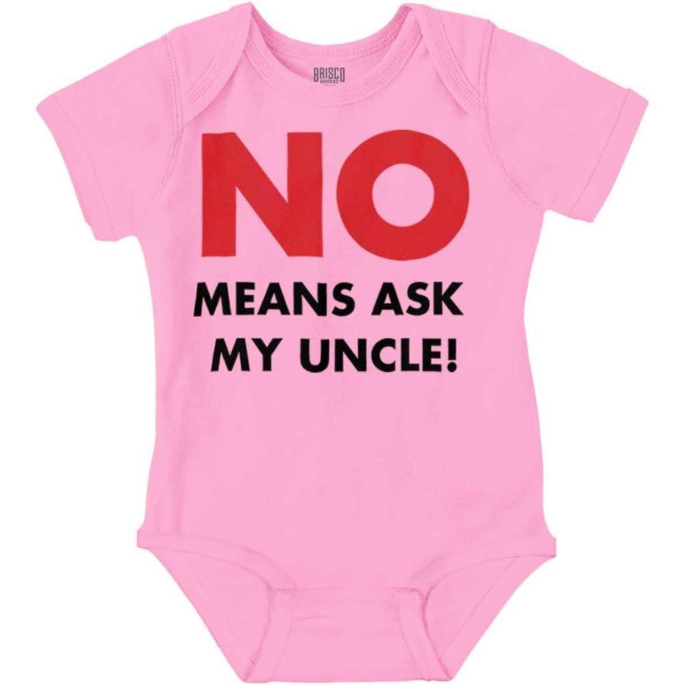 imageBrisco Brands No Means Ask My Uncle Baby Romper Boys or GirlsPink
