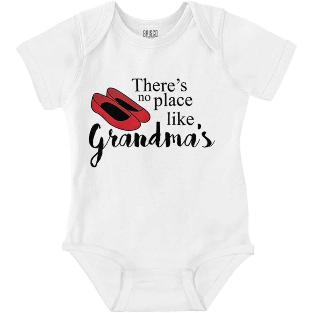 imageBrisco Brands No Place Like Grandmas Cute Slippers Baby Bodysuit Jumper GirlsWhite