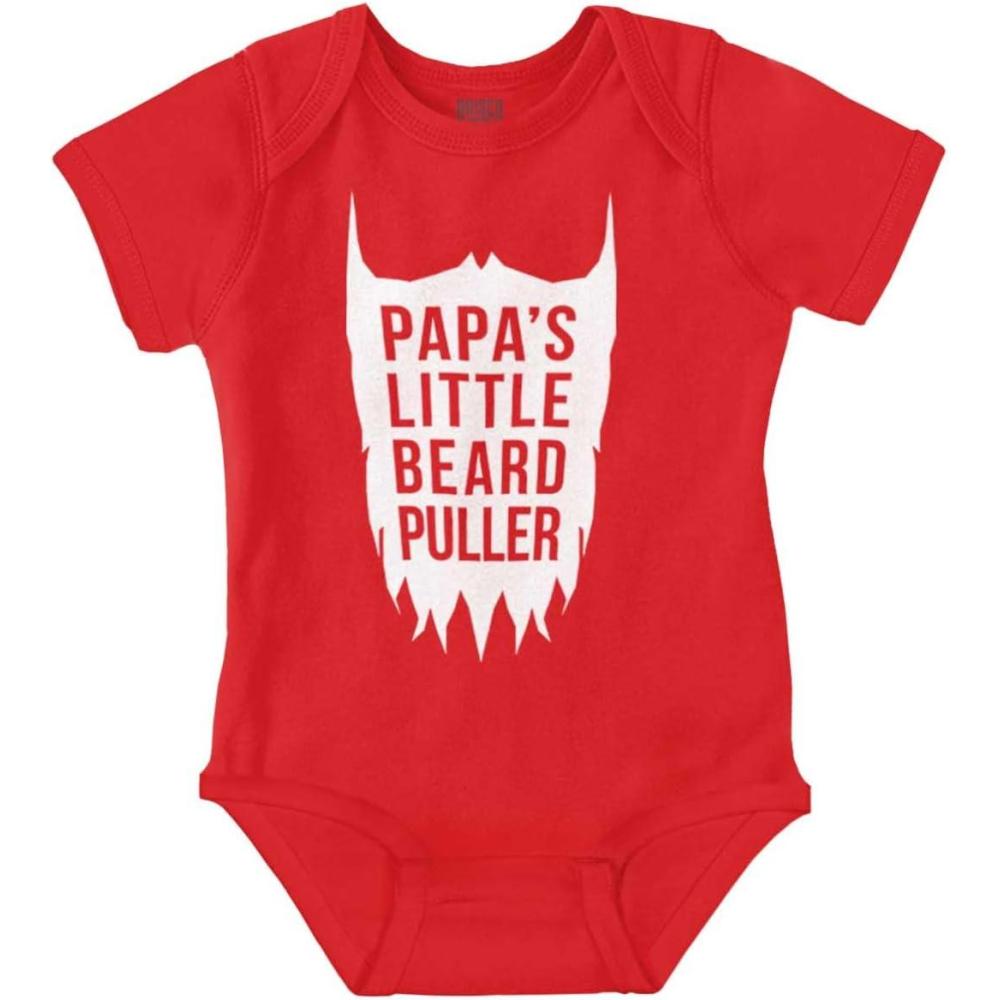 imageBrisco Brands Papas Little Beard Puller Humor Baby Romper Boys or GirlsRed