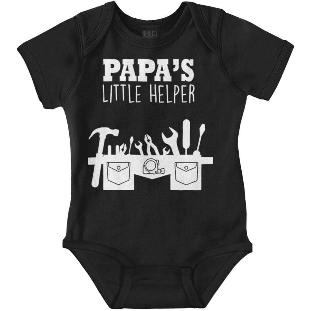 imageBrisco Brands Papas Little Helper Handyman Dad Baby Romper Boys or GirlsBlack