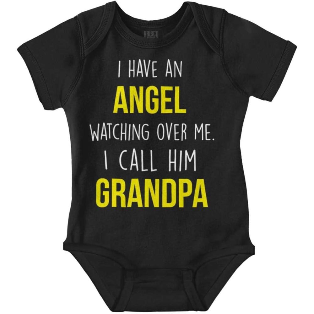 imageBrisco Brands Sweet Grandfather Angel Love Memories Baby Romper Boys or GirlsBlack