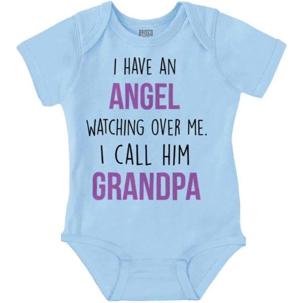 imageBrisco Brands Sweet Grandfather Angel Love Memories Baby Romper Boys or GirlsLight Blue