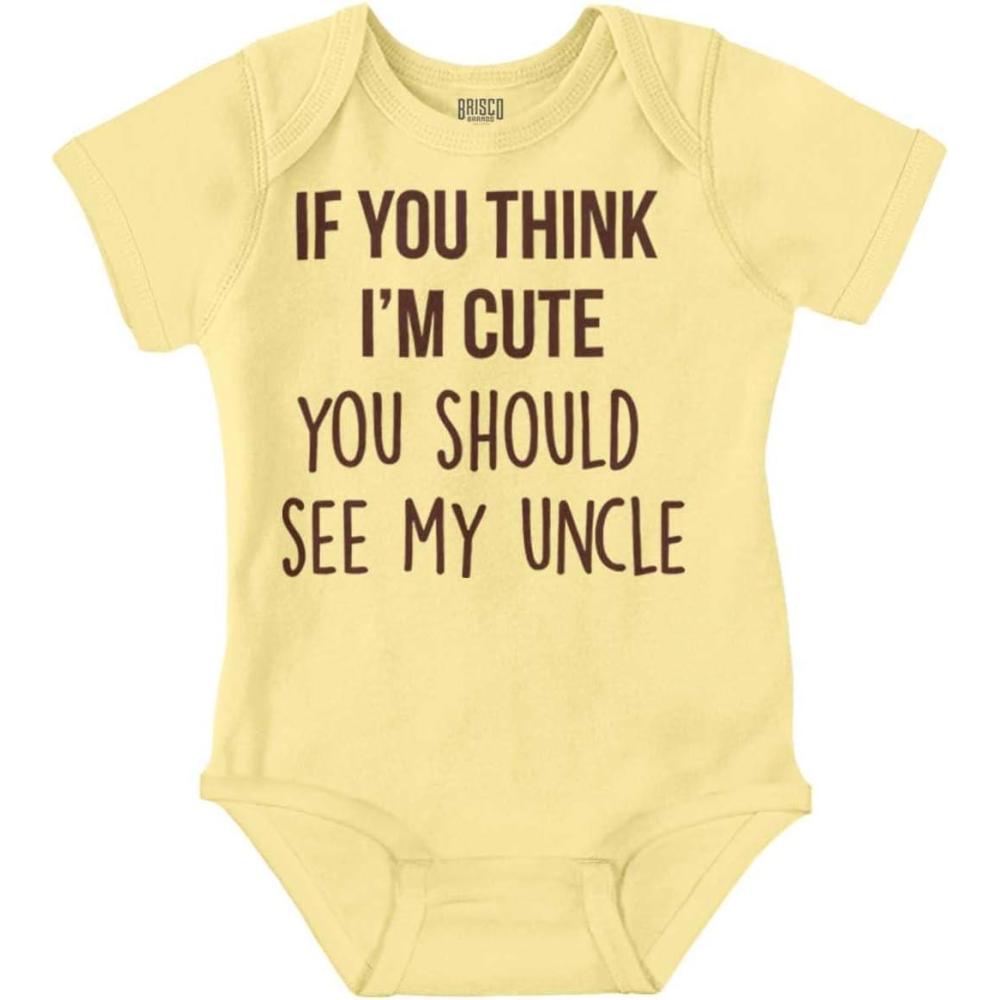 imageBrisco Brands Think Im Cute See My Uncle Baby Romper Boys or GirlsBanana