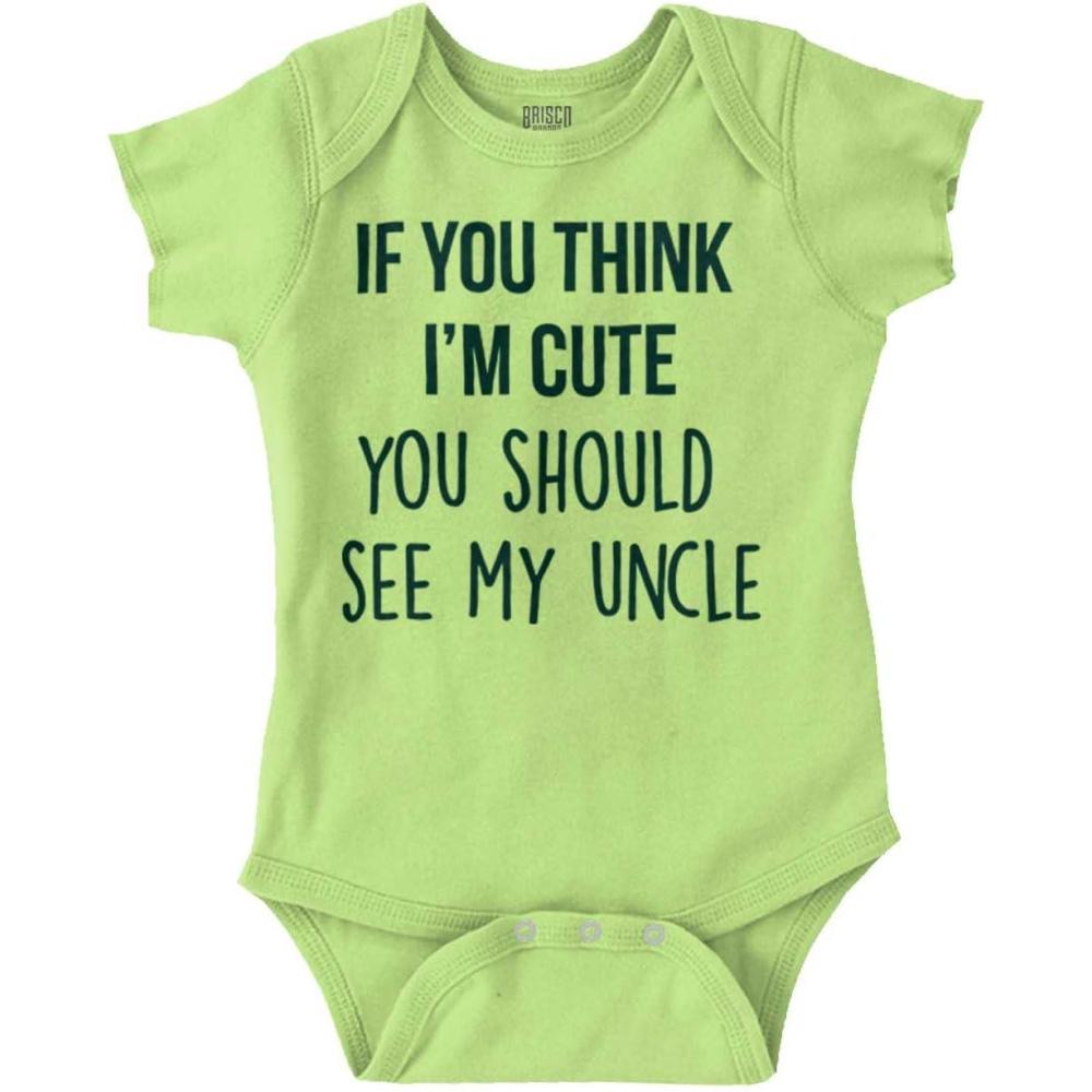 imageBrisco Brands Think Im Cute See My Uncle Baby Romper Boys or GirlsKey Lime