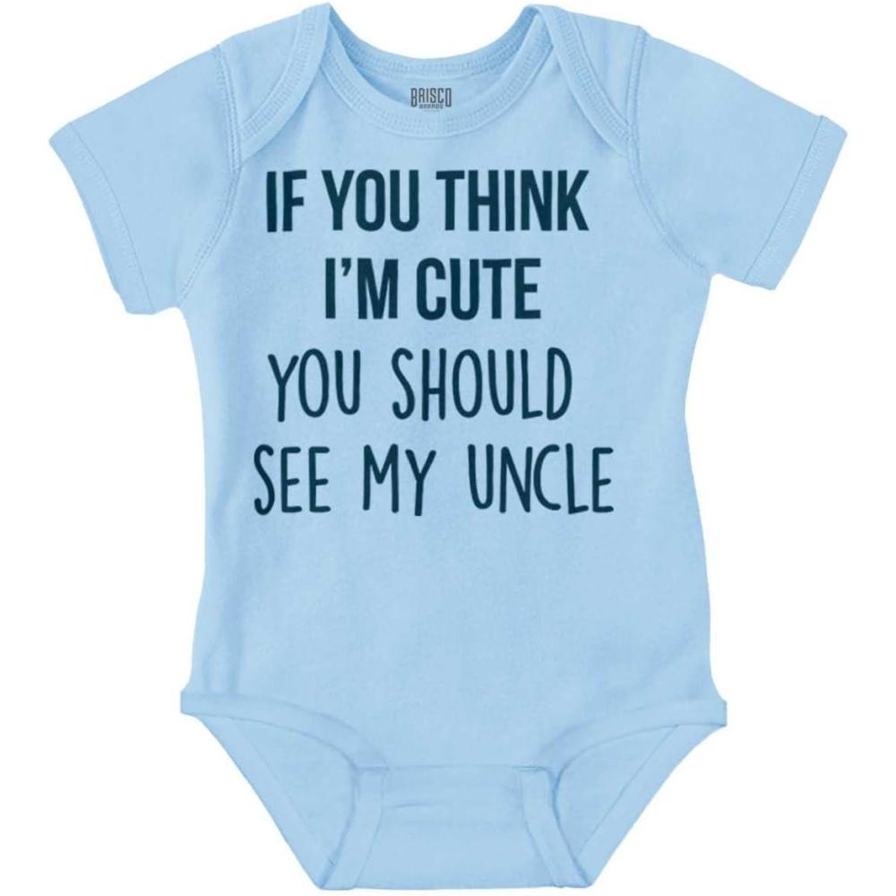 imageBrisco Brands Think Im Cute See My Uncle Baby Romper Boys or GirlsLight Blue