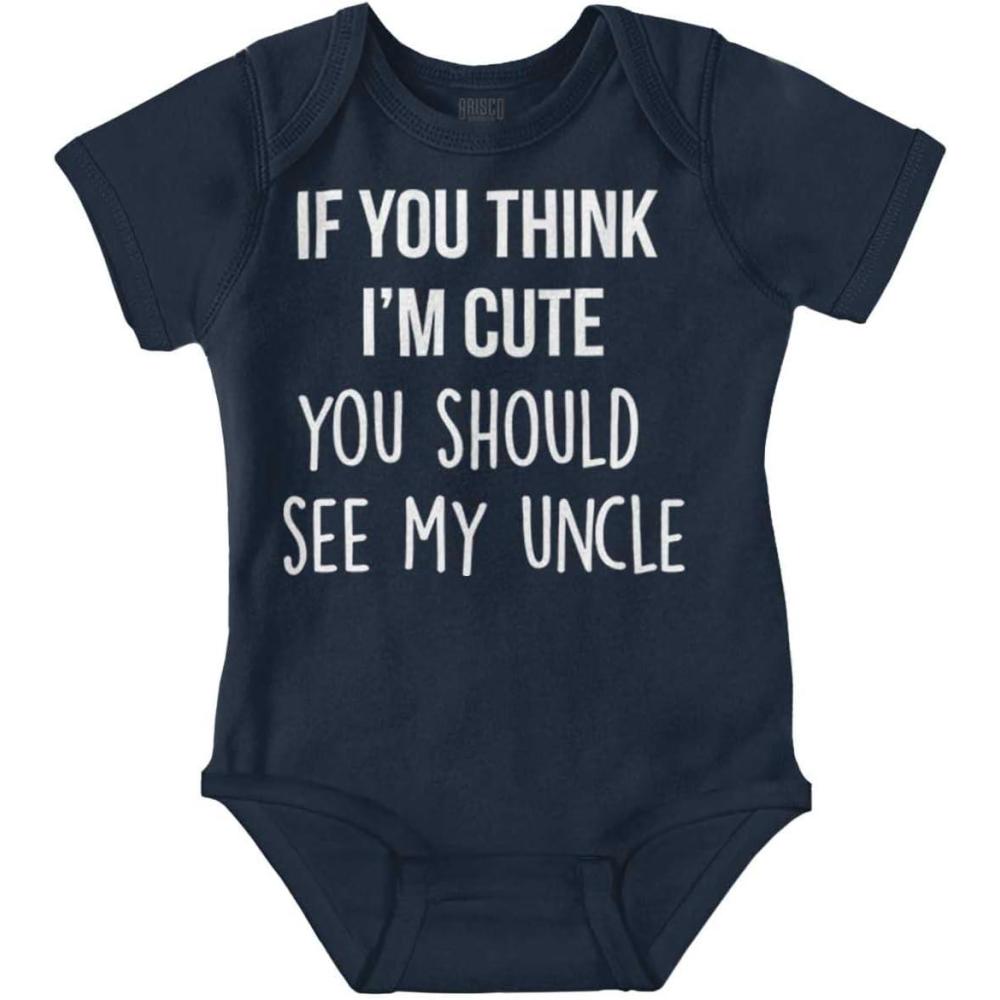 imageBrisco Brands Think Im Cute See My Uncle Baby Romper Boys or GirlsNavy
