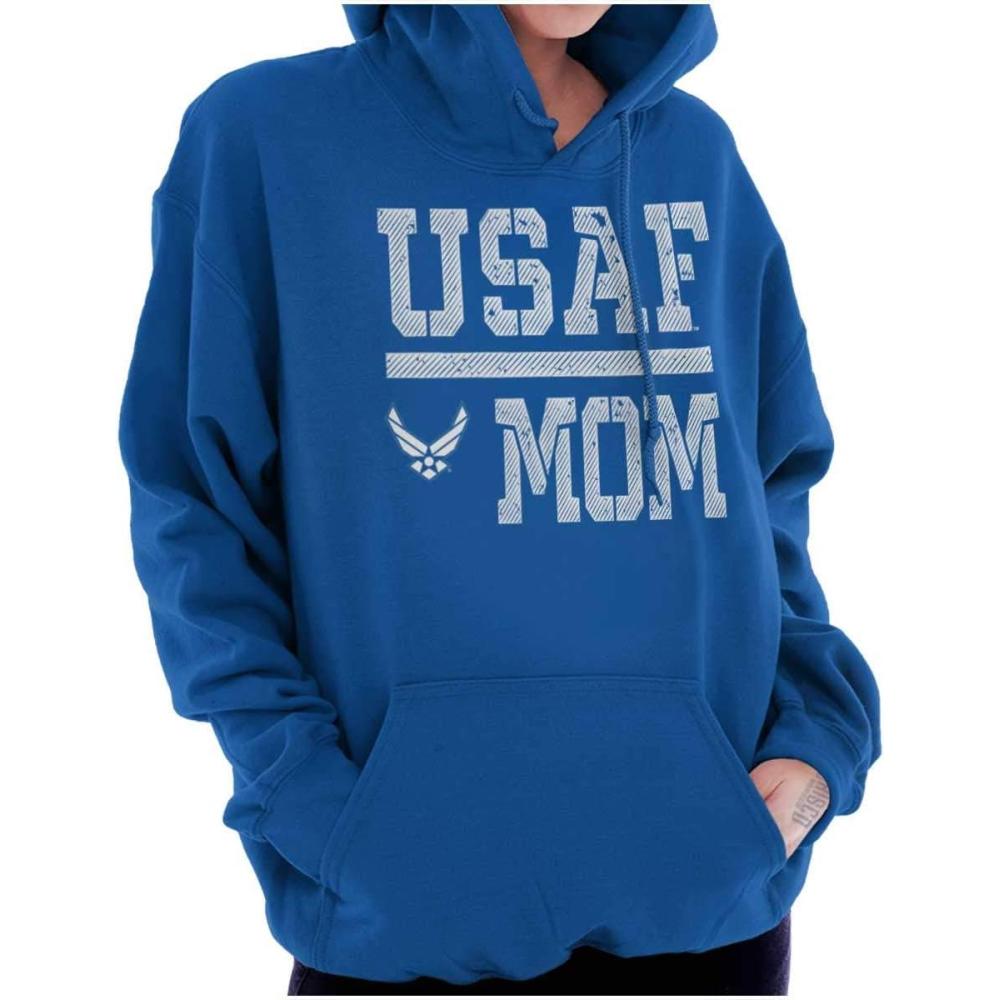 imageBrisco Brands US Air Force USAF Mother Military Mom Hoodie Sweatshirt Women MenRoyal
