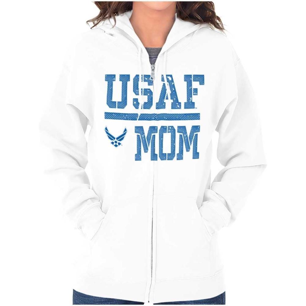 imageBrisco Brands US Air Force USAF Mother Military Mom Zip Up Hoodie Mens WomensWhite