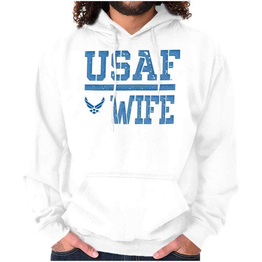 imageBrisco Brands US Air Force USAF Wife Spouse Hoodie Sweatshirt WomenWhite