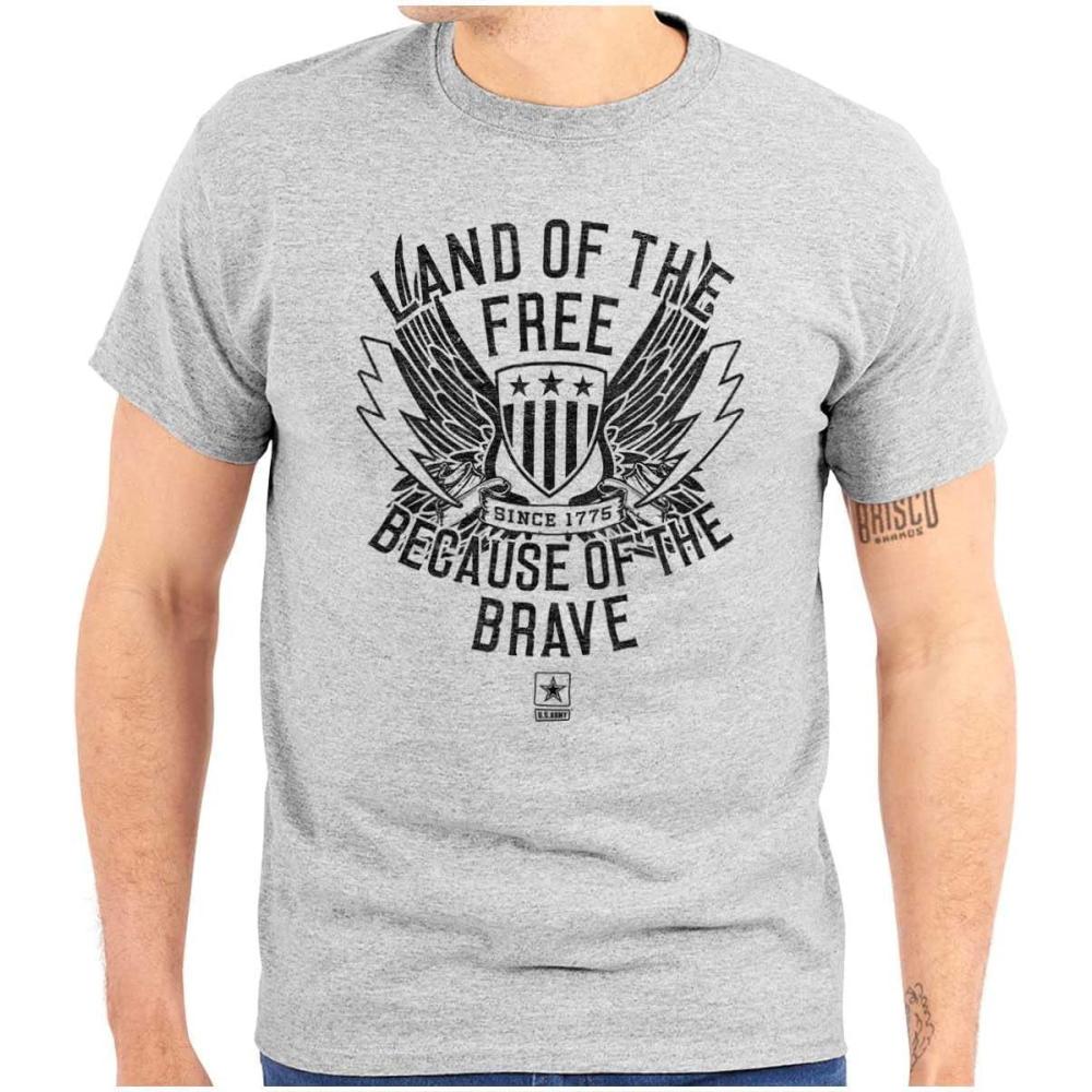 imageBrisco Brands US Army Land of The Free Graphic T Shirt Men or WomenSport Grey