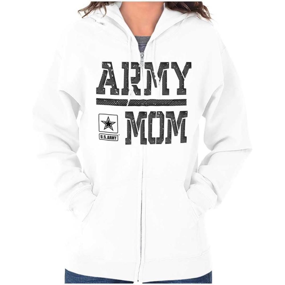 imageBrisco Brands US Army Mom Military Soldier Pride Zip Hoodie Sweatshirt WomenWhite