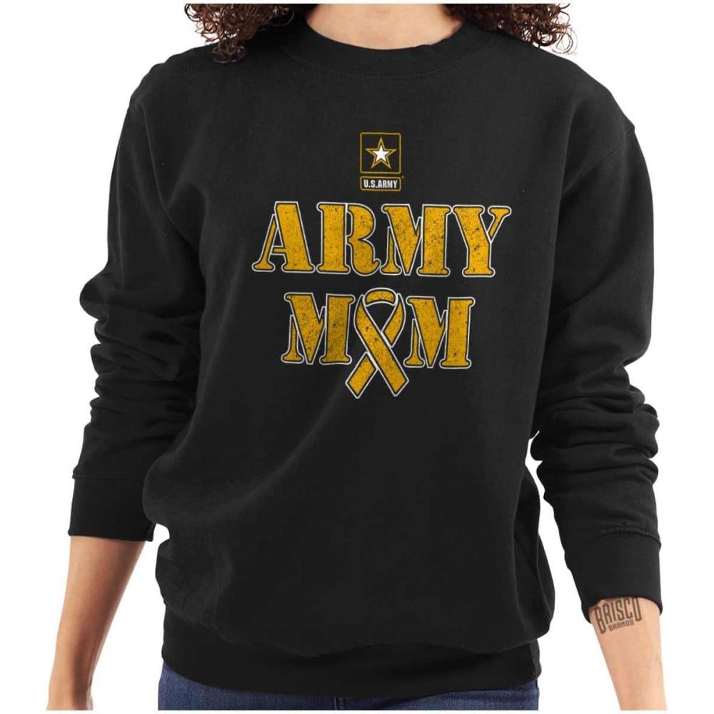 imageBrisco Brands US Army Mom Proud Military Mother Women Crewneck SweatshirtBlack