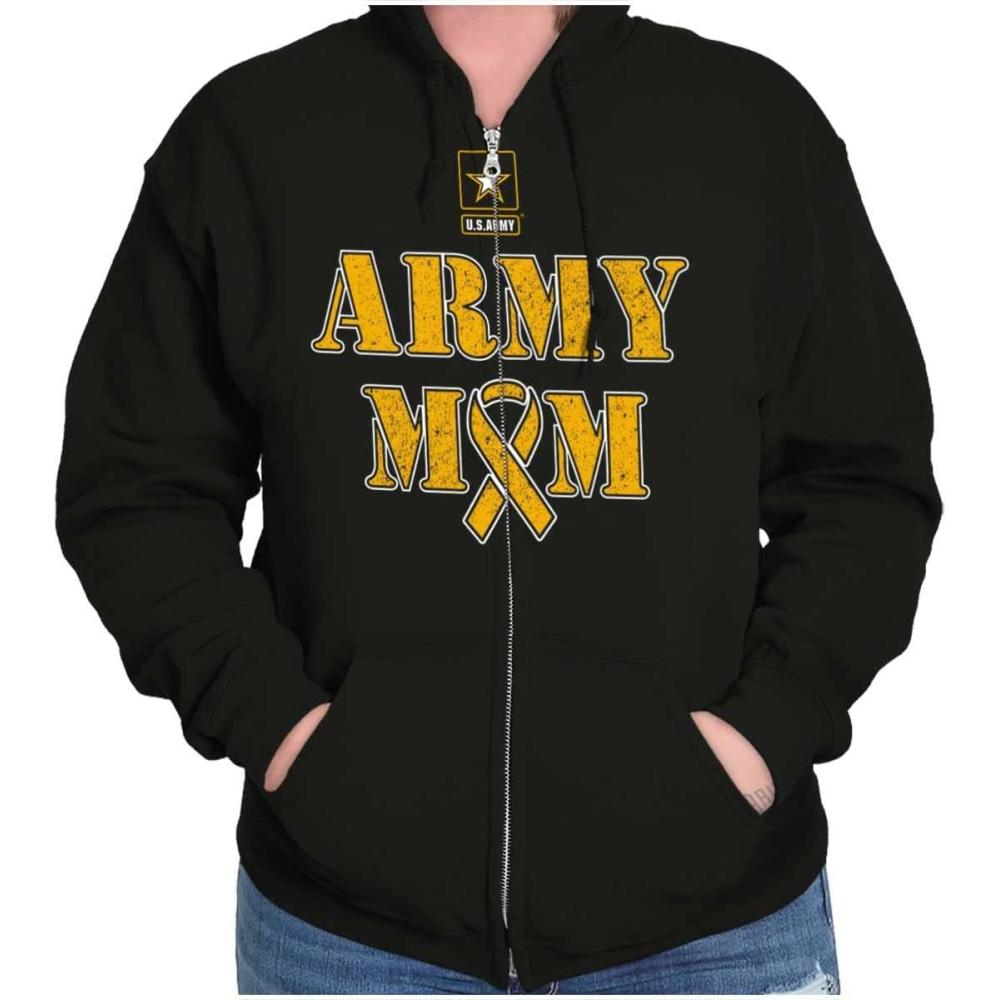 imageBrisco Brands US Army Mom Proud Military Mother Zip Hoodie Sweatshirt Women