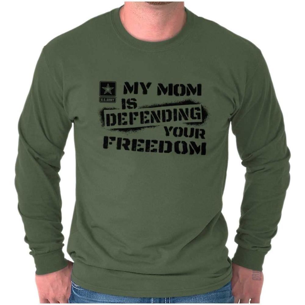 imageBrisco Brands US Army My Mom Defending Freedom Long Sleeve Tshirt Men WomenMilitary Green