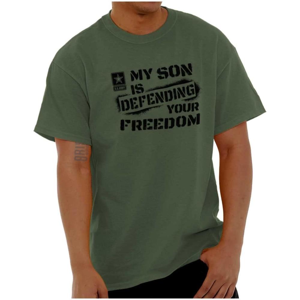 imageBrisco Brands US Army My Son Defending Freedom Graphic T Shirt Men or WomenMilitary Green