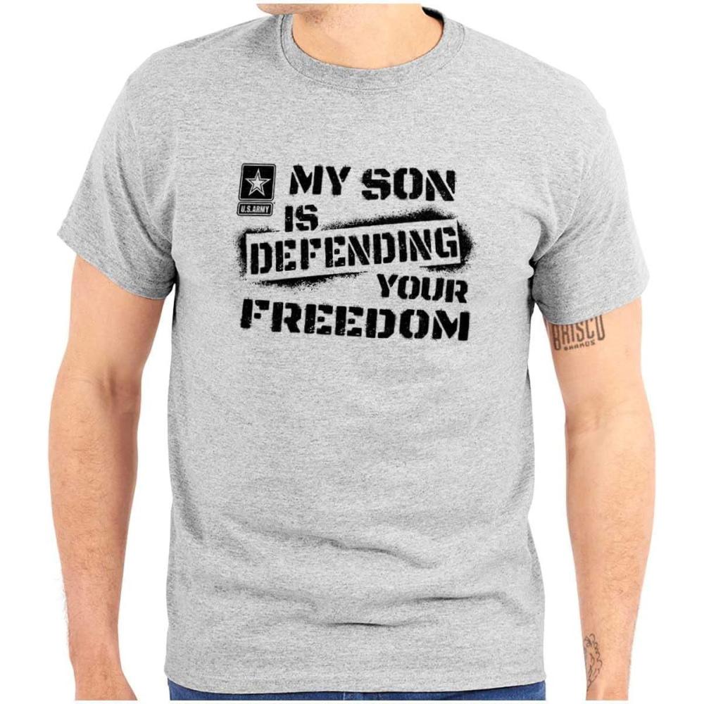 imageBrisco Brands US Army My Son Defending Freedom Graphic T Shirt Men or WomenSport Grey