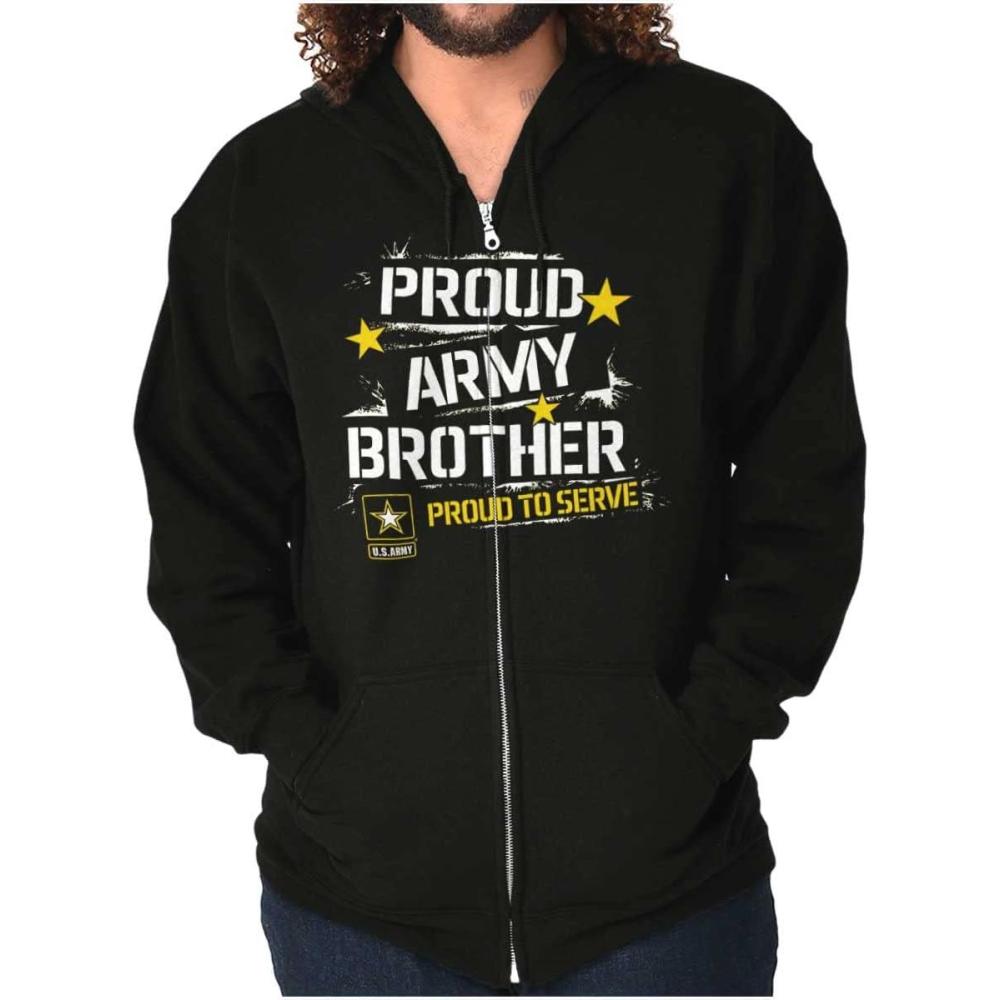 imageBrisco Brands US Army Proud Military Brother Zip Hoodie Sweatshirt Men