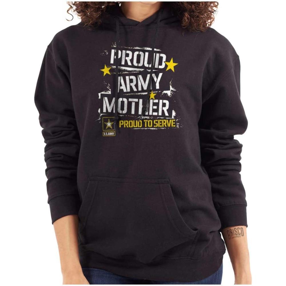imageBrisco Brands US Army Proud Military Mother Mom Hoodie Sweatshirt WomenBlack