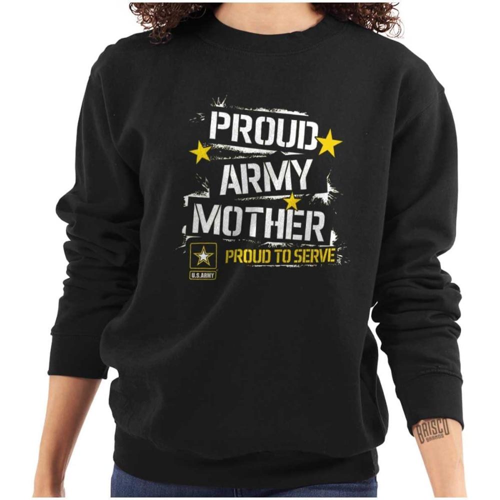 imageBrisco Brands US Army Proud Military Mother Mom Women Crewneck SweatshirtBlack