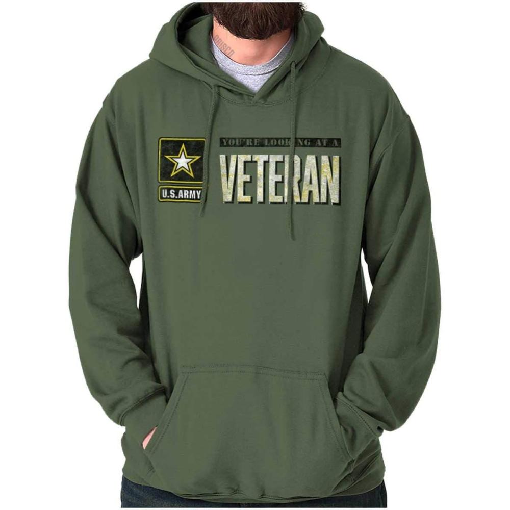 imageBrisco Brands US Army Veteran Pride Military United States Hoodie Sweatshirt Women MenMilitary Green