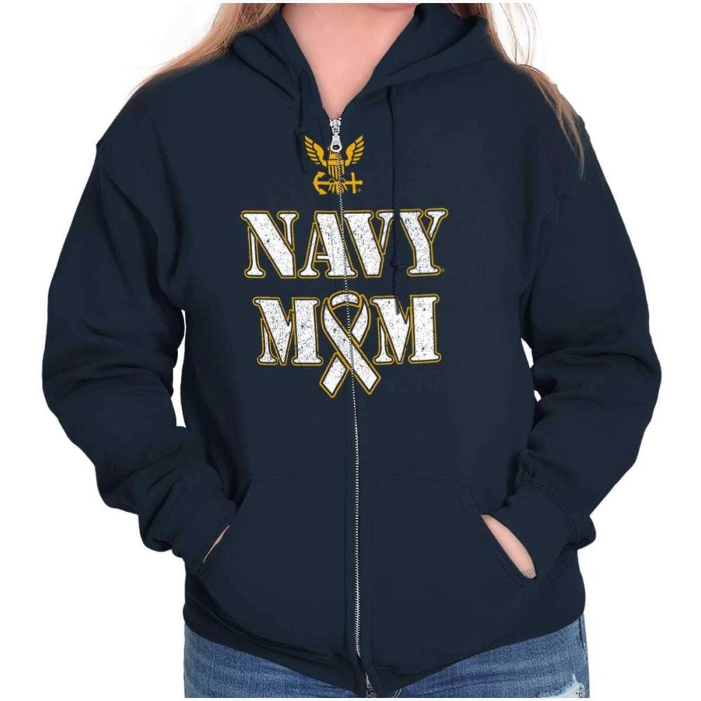 imageBrisco Brands United States Navy Proud Mom Mother Zip Hoodie Sweatshirt WomenNavy