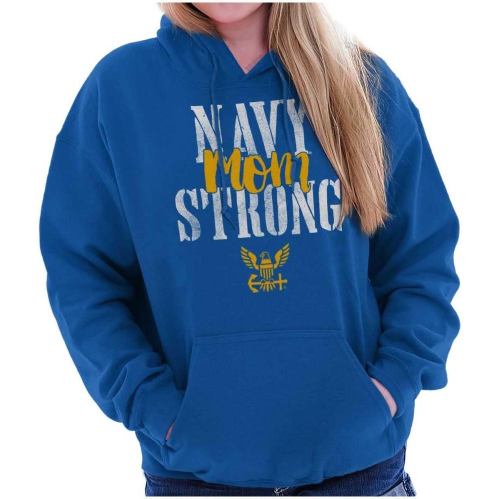 imageBrisco Brands United States Navy Proud Mom Strong Hoodie Sweatshirt WomenRoyal