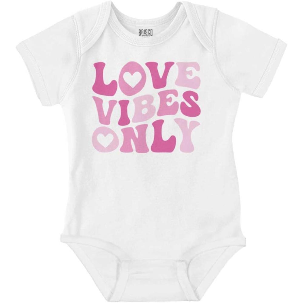 imageBrisco Brands Valentines Day Love Vibes Only Baby Bodysuit Jumper GirlsWhite
