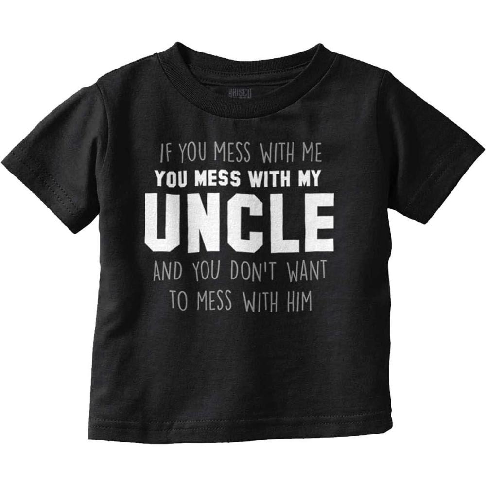 imageBrisco Brands You Mess with My Uncle Toddler Boy Girl T ShirtBlack