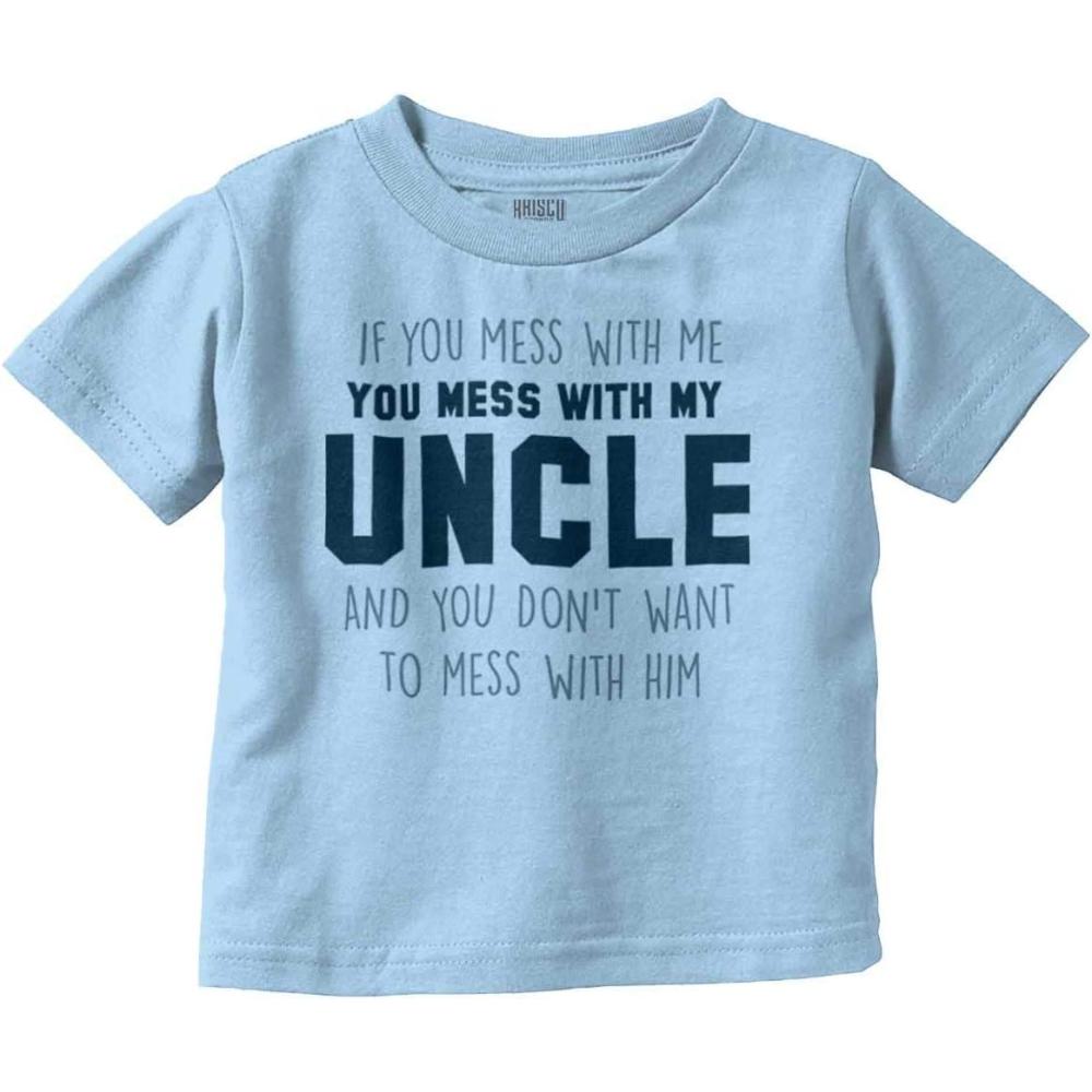 imageBrisco Brands You Mess with My Uncle Toddler Boy Girl T ShirtLight Blue