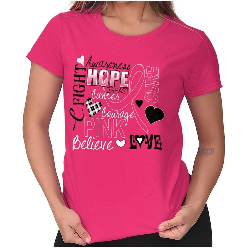 imageClassic Teaze Breast Cancer Awareness Hope Cure Womens Slim Fit Graphic TeeHeliconia
