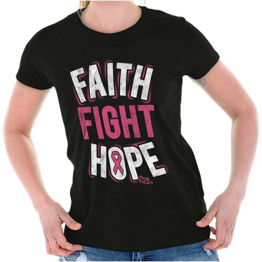 imageClassic Teaze Faith Fight Hope Breast Cancer Aware Womens Slim Fit Graphic TeeBlack