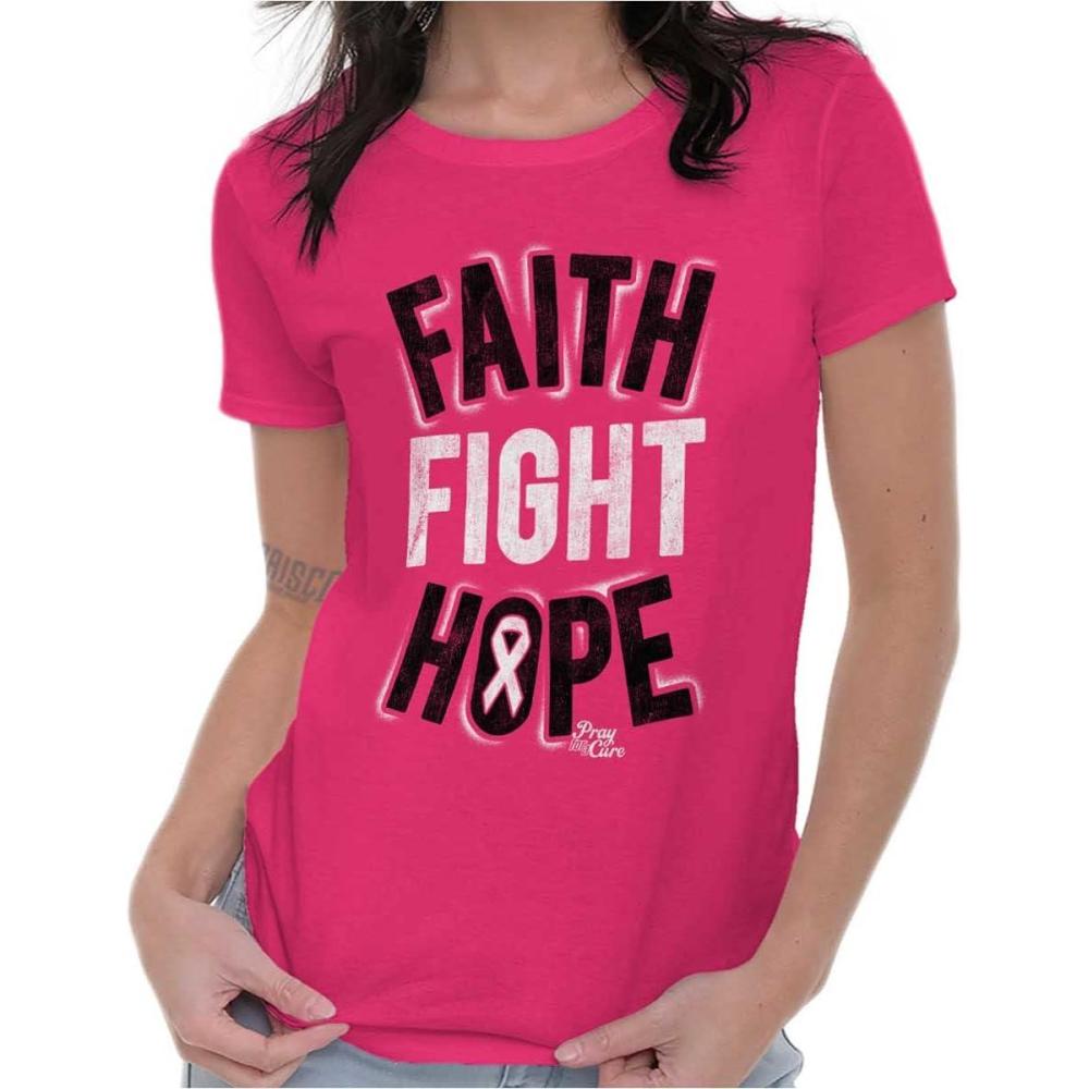 imageClassic Teaze Faith Fight Hope Breast Cancer Aware Womens Slim Fit Graphic TeeHeliconia