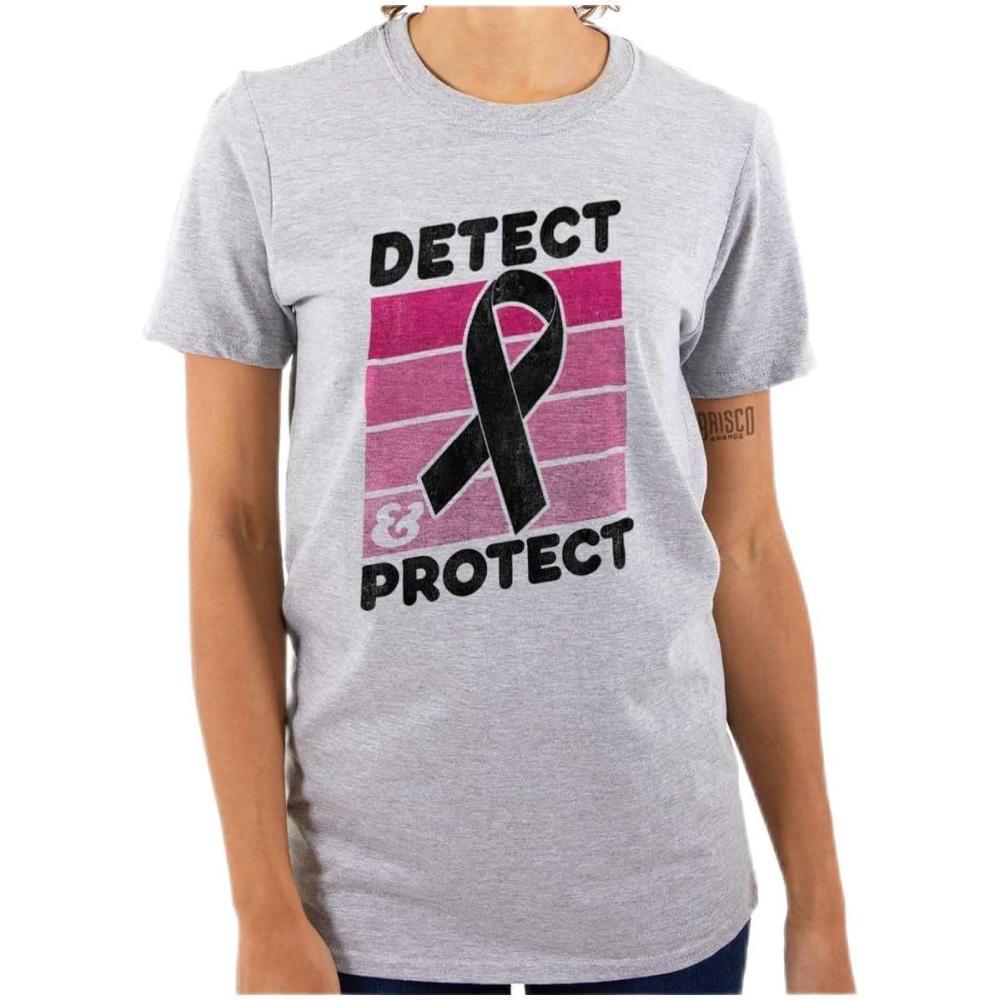 imageDetect Protect Breast Cancer Aware Womens Graphic T Shirt TeesSport Grey