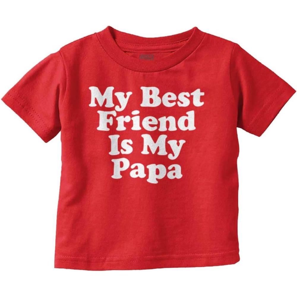 imageFathers Day My Best Friend is Papa Toddler Boy Girl T ShirtRed