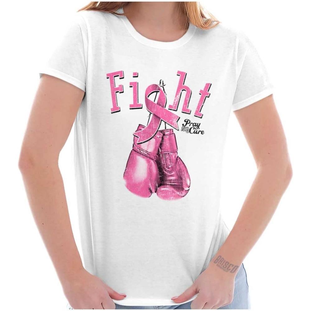 imageFight Boxing Breast Cancer Warrior Womens Slim Fit Graphic TeeWhite