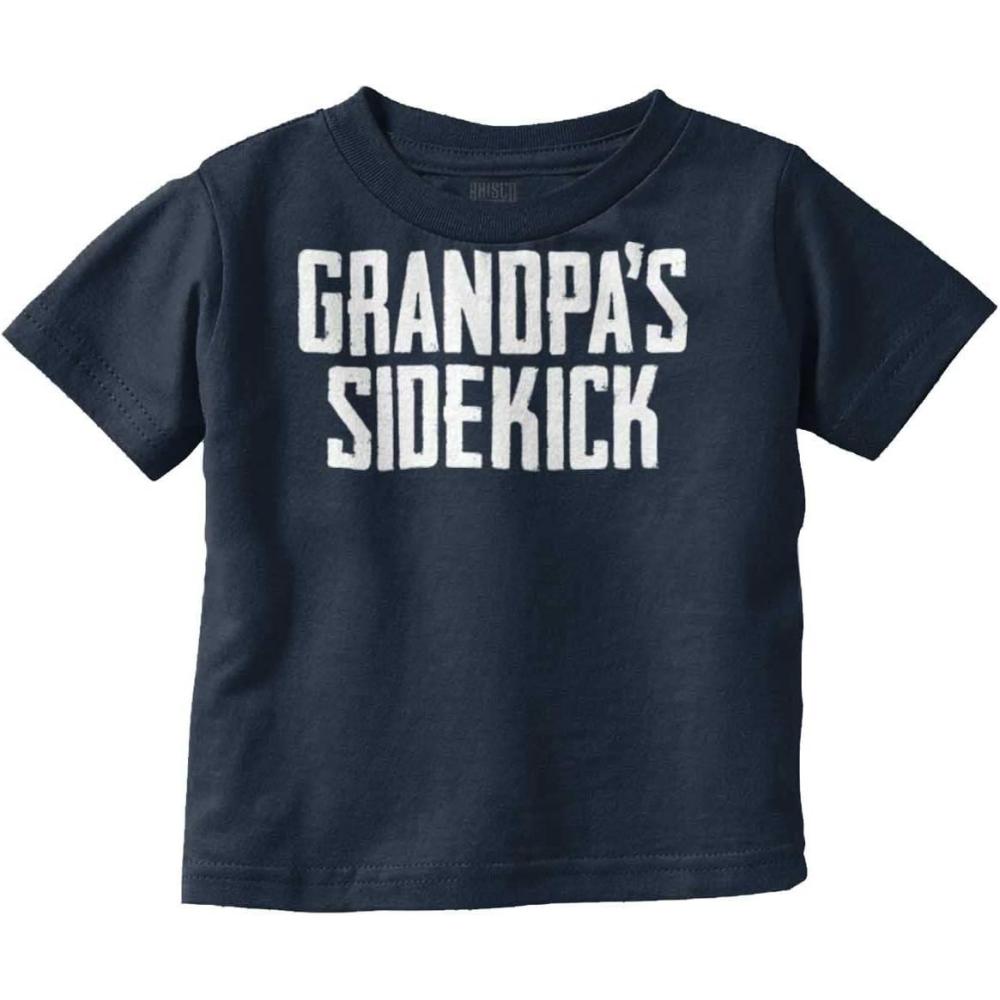 imageGrandpa Sidekick Cute Funny Grandkids Toddler Boy Girl T ShirtNavy