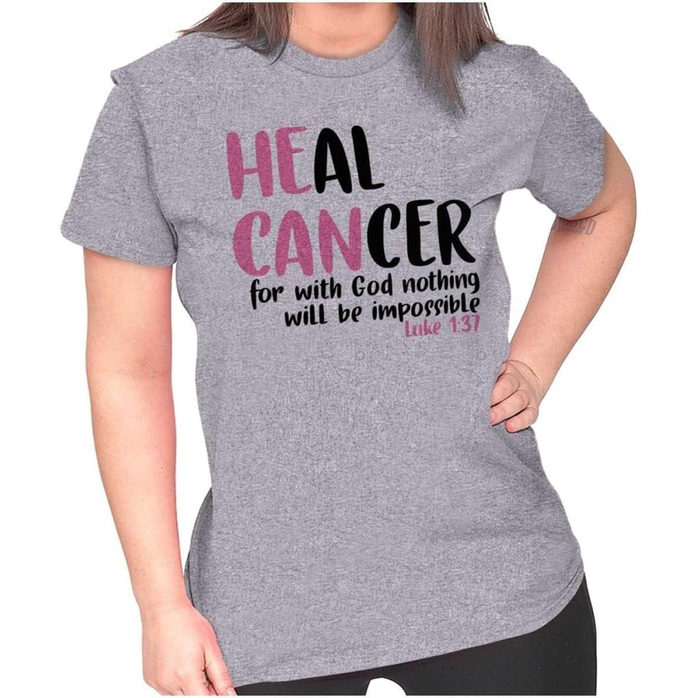 imageHe Can Heal Cancer Religious BCA Womens Slim Fit Graphic TeeSport Grey