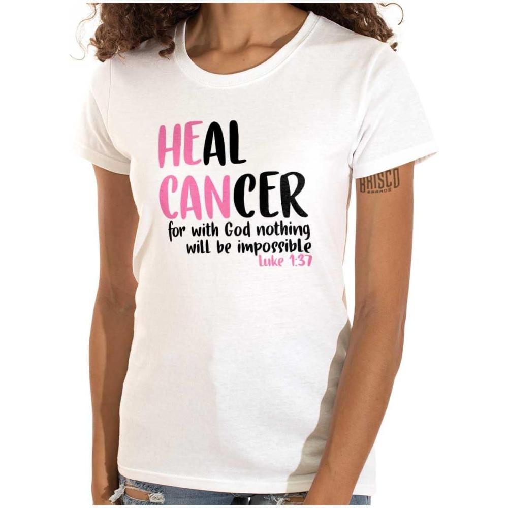 imageHe Can Heal Cancer Religious BCA Womens Slim Fit Graphic TeeWhite