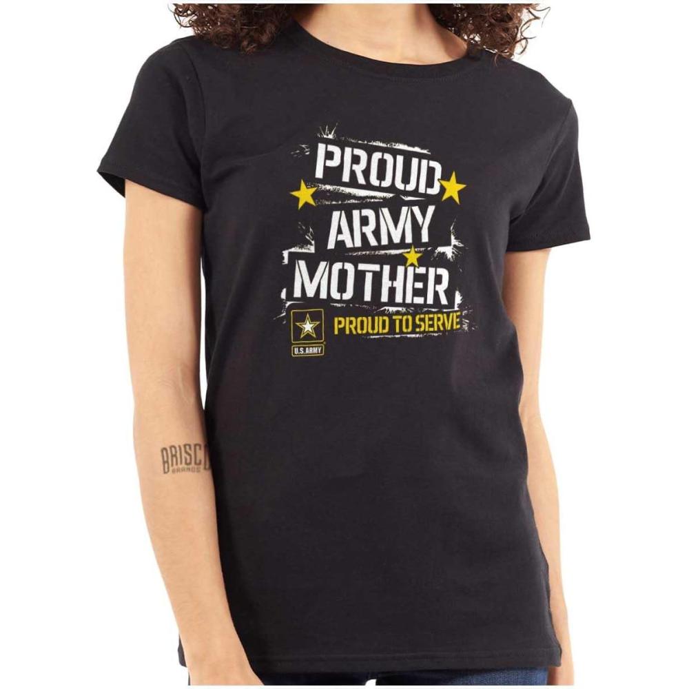 imageMilitary Logo Proud US Army Mother Womens Slim Fit Graphic TeeBlack