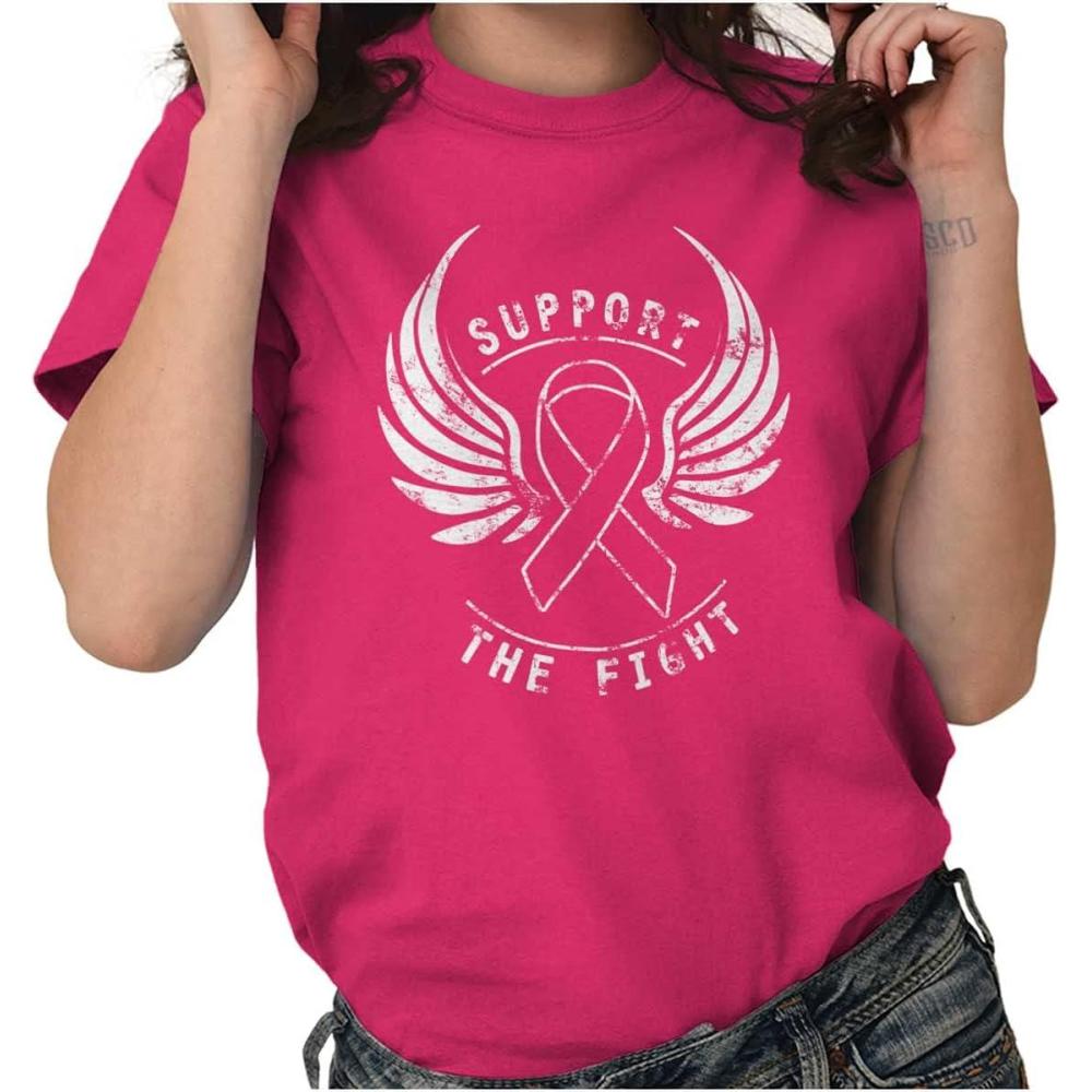 imageSupport The Fight Breast Cancer Pink Womens Graphic T Shirt TeesHeliconia
