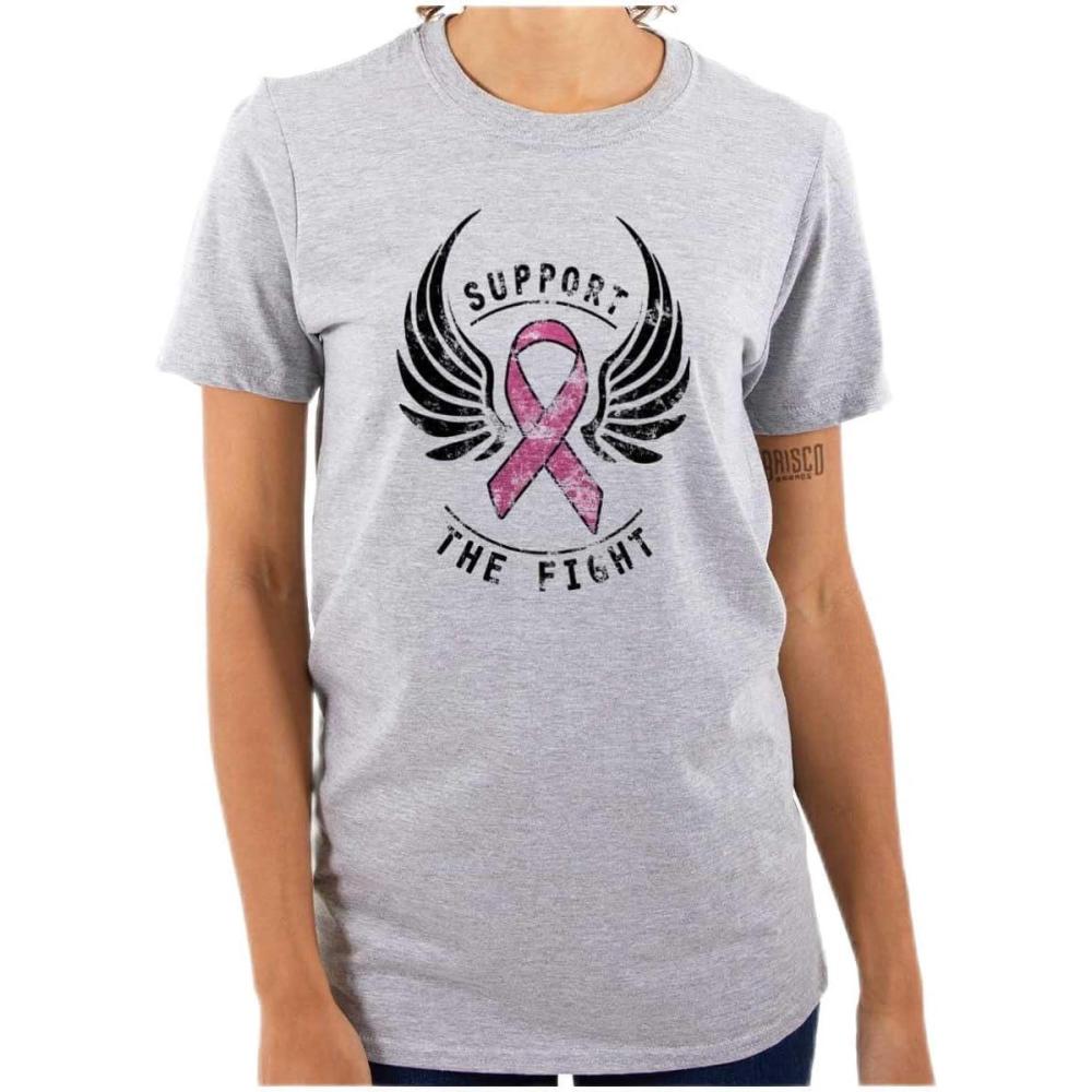 imageSupport The Fight Breast Cancer Pink Womens Graphic T Shirt TeesSport Grey