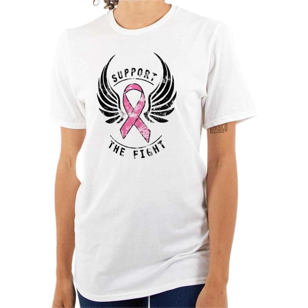imageSupport The Fight Breast Cancer Pink Womens Graphic T Shirt TeesWhite