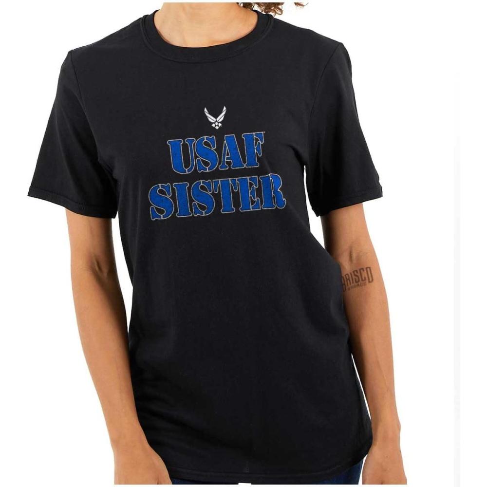 imageUS Air Force USAF Military Family Support Womens Graphic T Shirt TeesBlack Sister