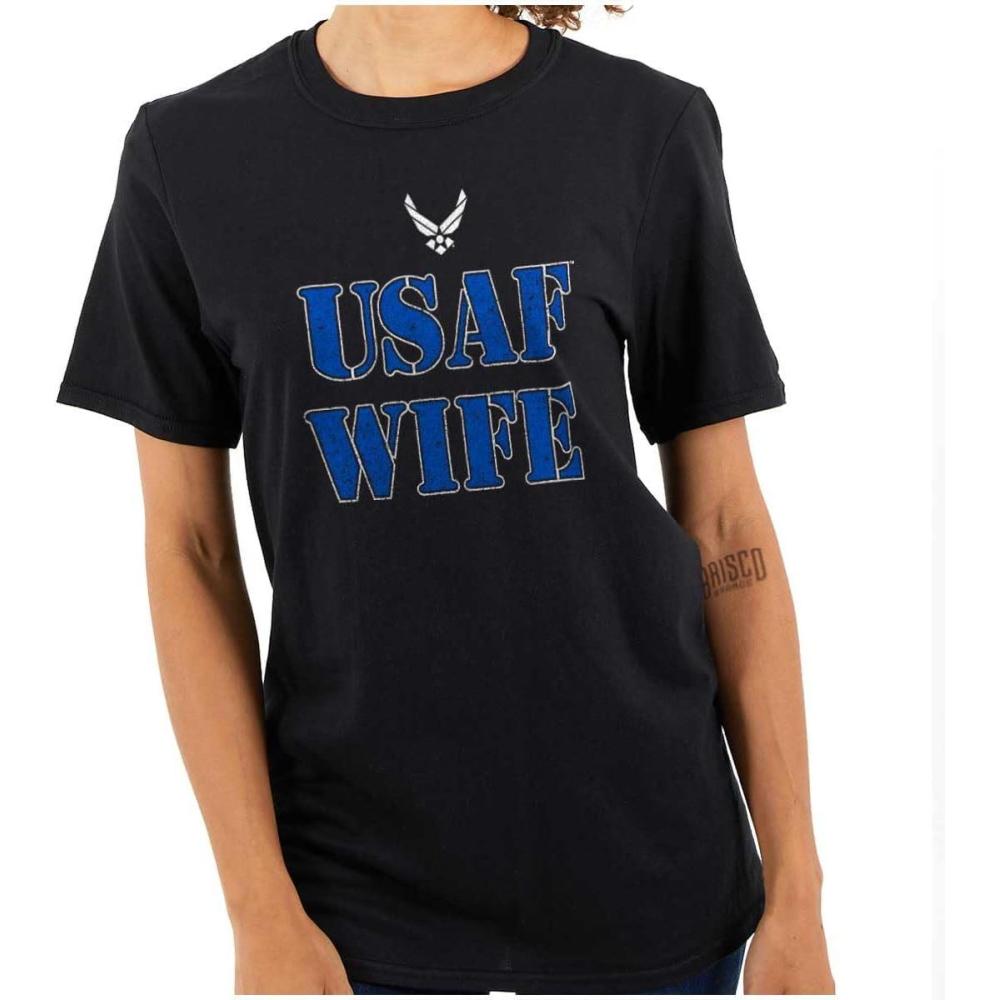 imageUS Air Force USAF Military Family Support Womens Graphic T Shirt TeesBlack Wife