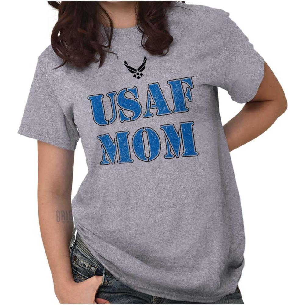 imageUS Air Force USAF Military Family Support Womens Graphic T Shirt TeesSport Grey Mom