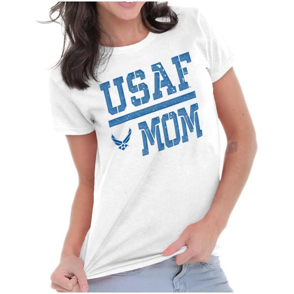 imageUS Air Force USAF Mother Military Mom Womens Slim Fit Graphic TeeWhite