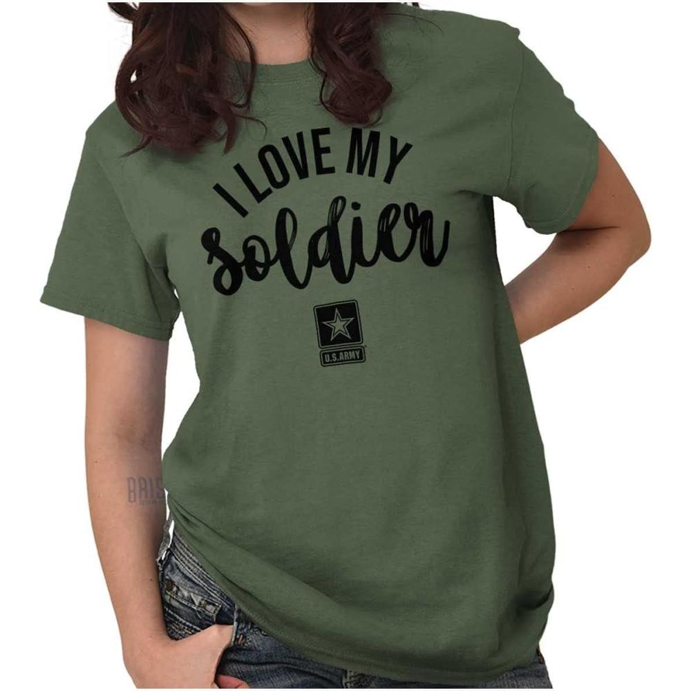 imageUS Army I Love My Soldier Graphic T Shirt Men or WomenMilitary Green