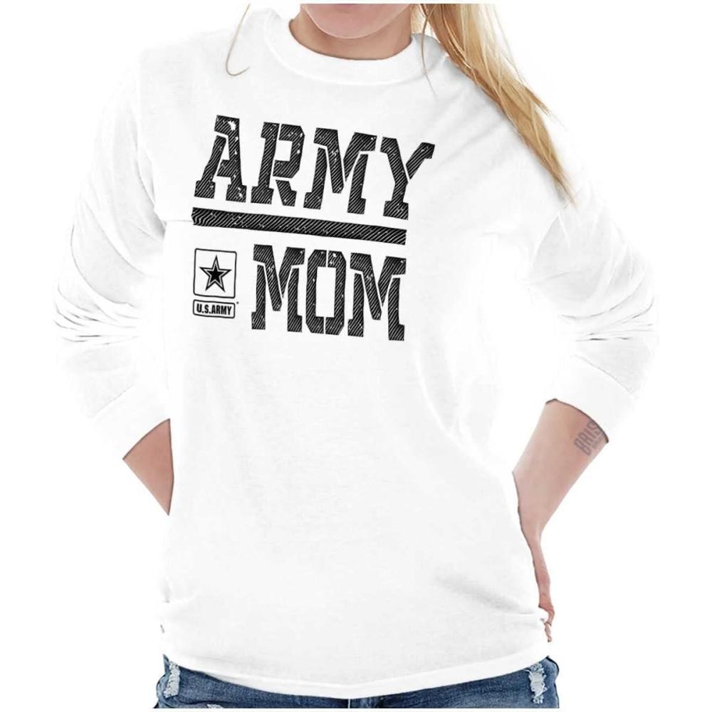 imageUS Army Mom Military Soldier Pride Womens Long Sleeve T ShirtWhite
