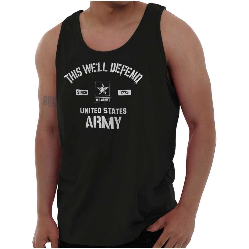 imageUS Army This Well Defend Tank Top T Shirts Men WomenBlack